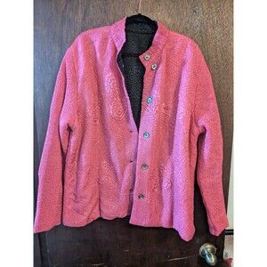 Reversible Pink/Black Puffy Floral Jacket ~1x
